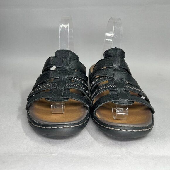 Skechers Sandals Women's Size 9 Luxe Foam Black Leather Slide Flip Flops‎ - Picture 2 of 12